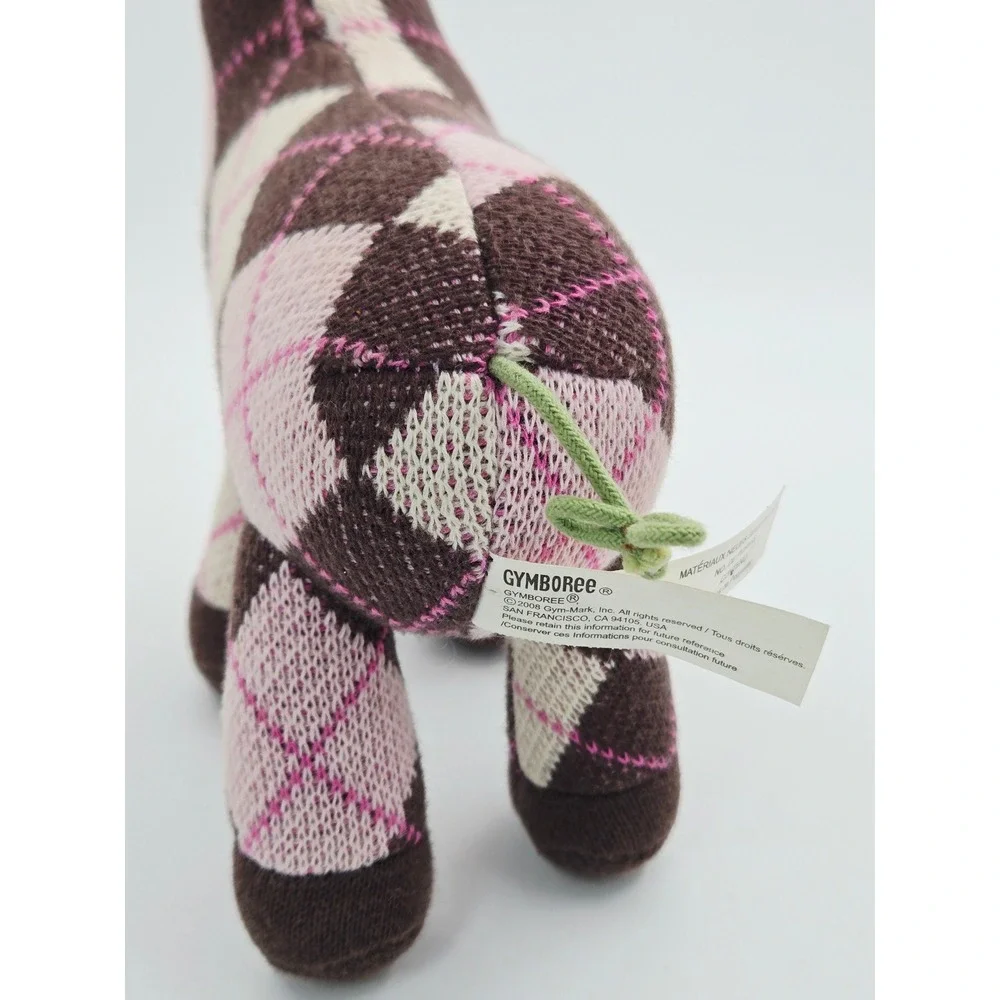 Gymboree Giraffe Plush Argyle Knit Brown Pink Sweater Stuffed Animal 2008 10